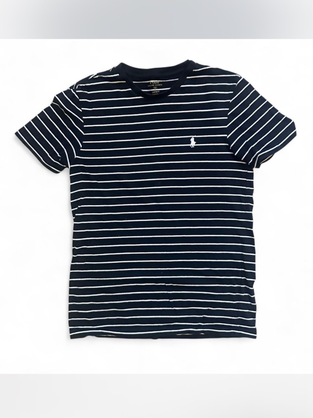 Polo by Ralph Lauren Navy & White Striped V-neck Tee Men’s Large